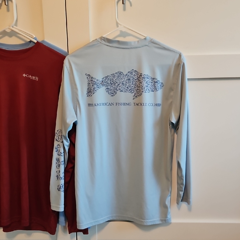 AFTCO Kids Long Sleeve Tees - Light Blue, Blue, and Red - Picture 3 of 10